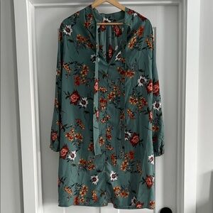 Floral Long Sleeve Dress in Green by Azaloise- 212